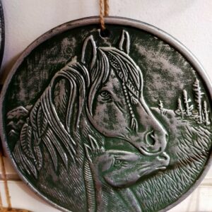 Silver Effect Terracotta Apache Horse Plaque