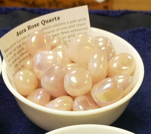Aura Rose Quartz Tumbled Gemstone (Large)