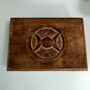 Wooden Box with Carved Triple Moon