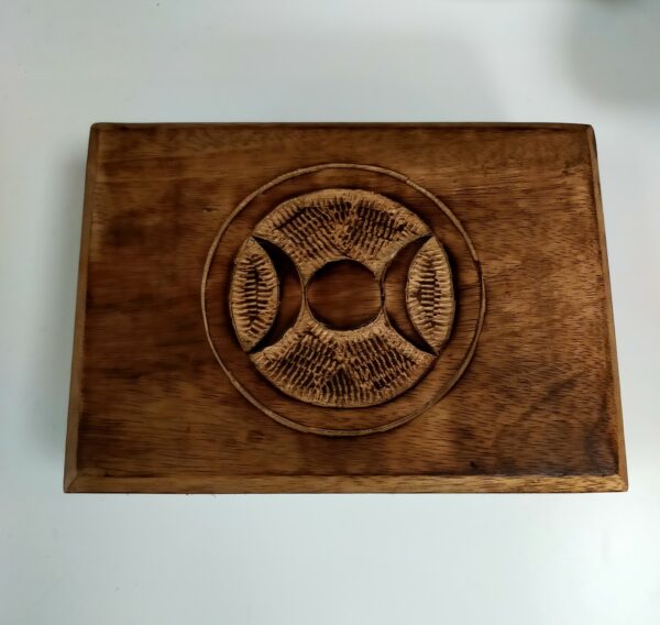 Wooden Box with Carved Triple Moon